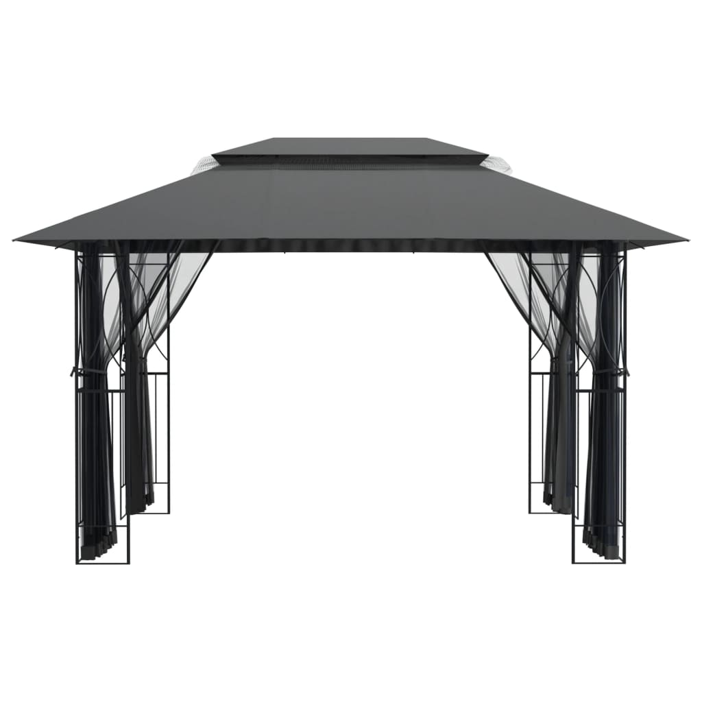 Gazebo Sidewalls Anthracite Steel fabric (100% polyester) with PA coating 300 x