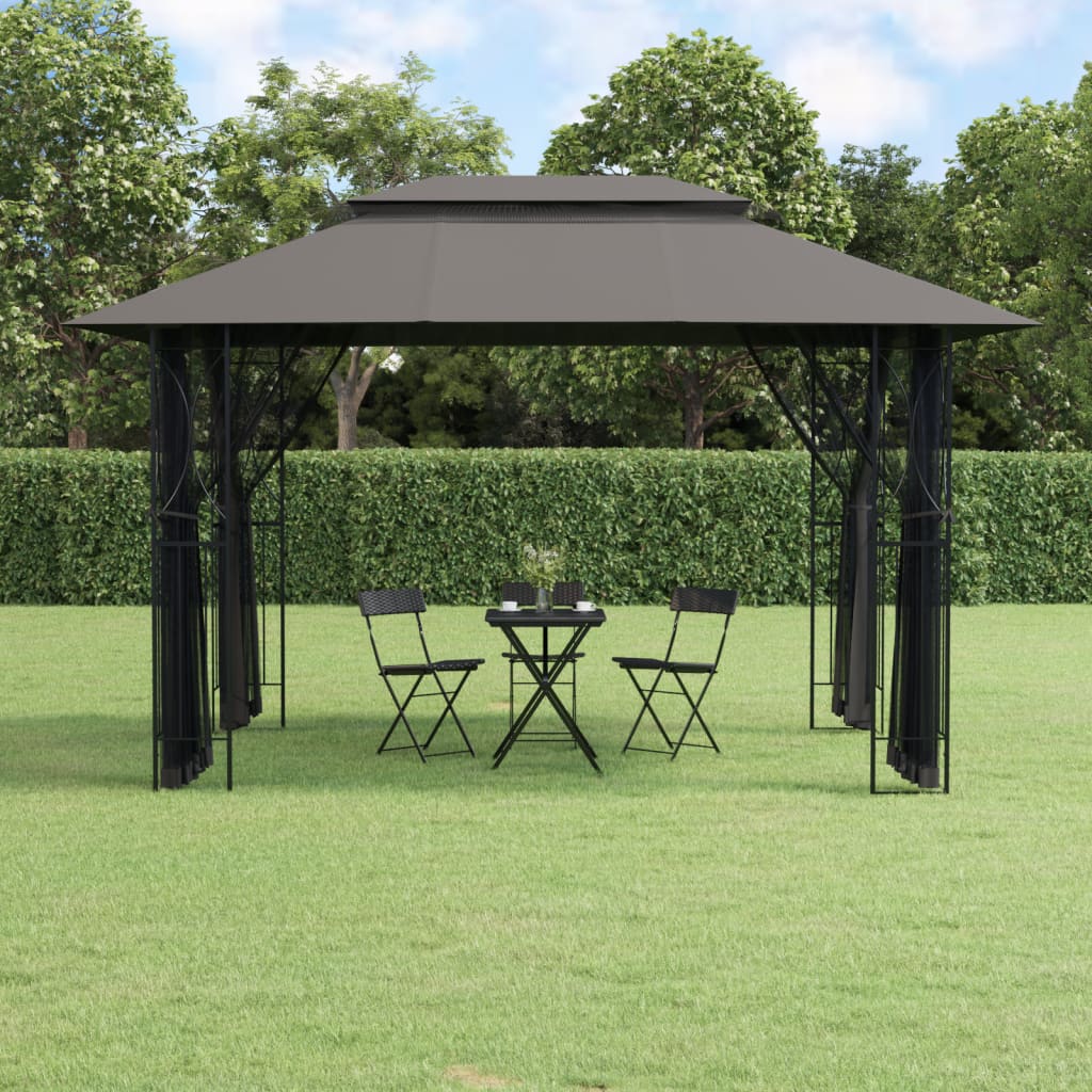 Gazebo With Sidewalls Anthracite Steel