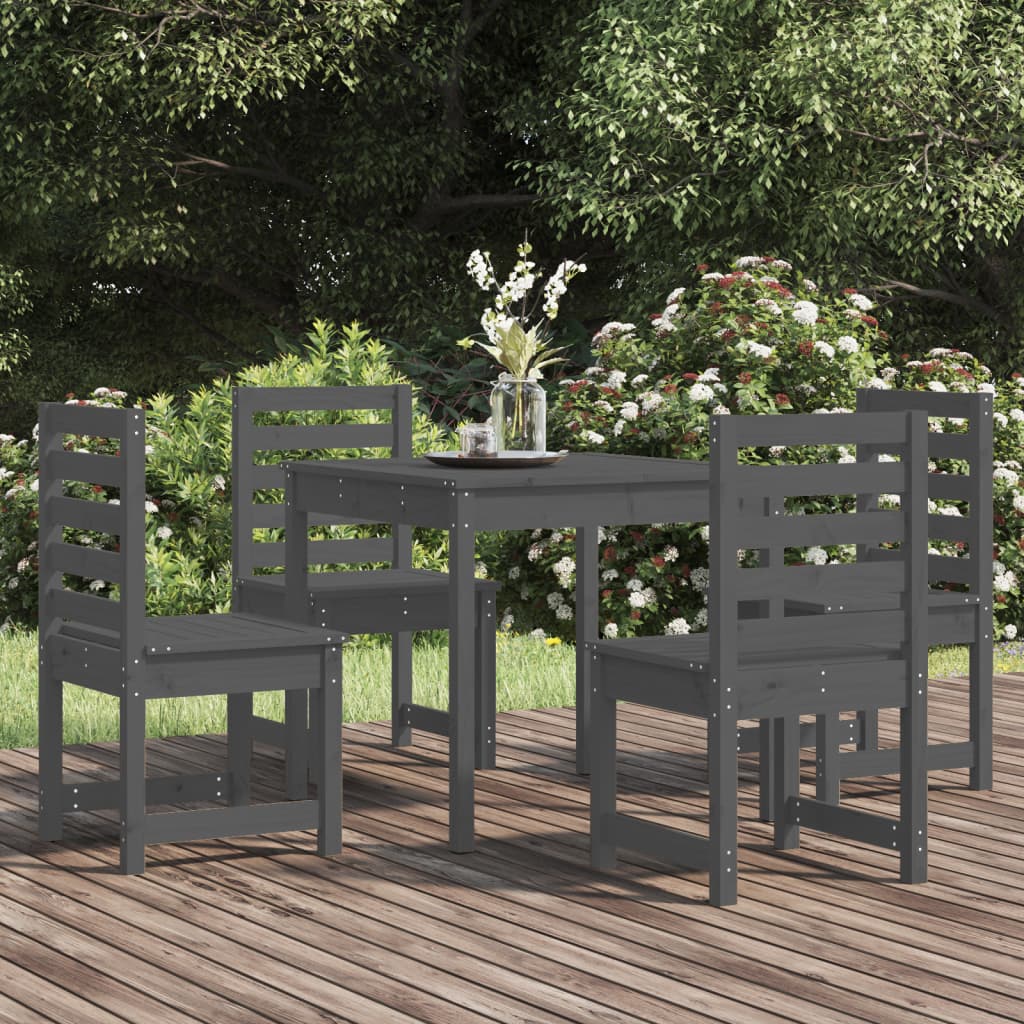 5 Piece Garden Dining Set Solid Wood Pine