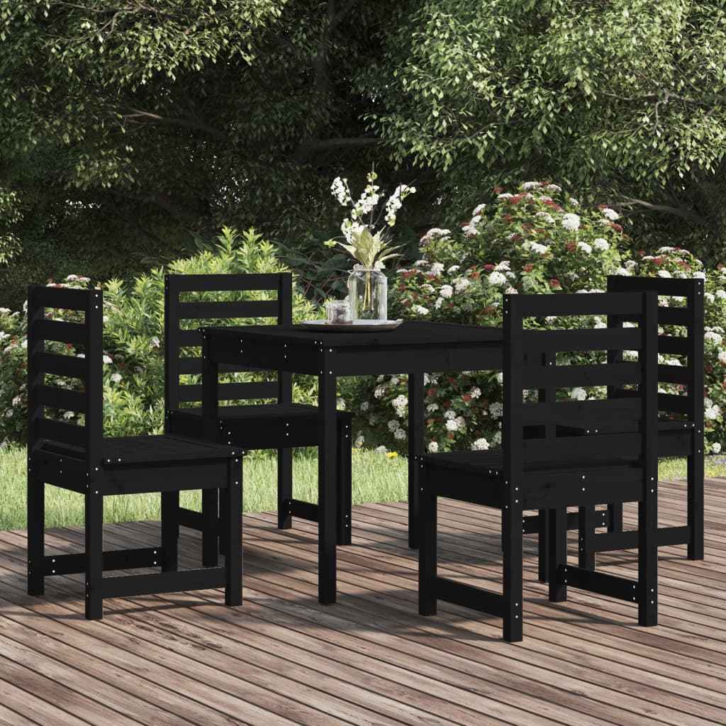5 Piece Garden Dining Set Solid Wood Pine