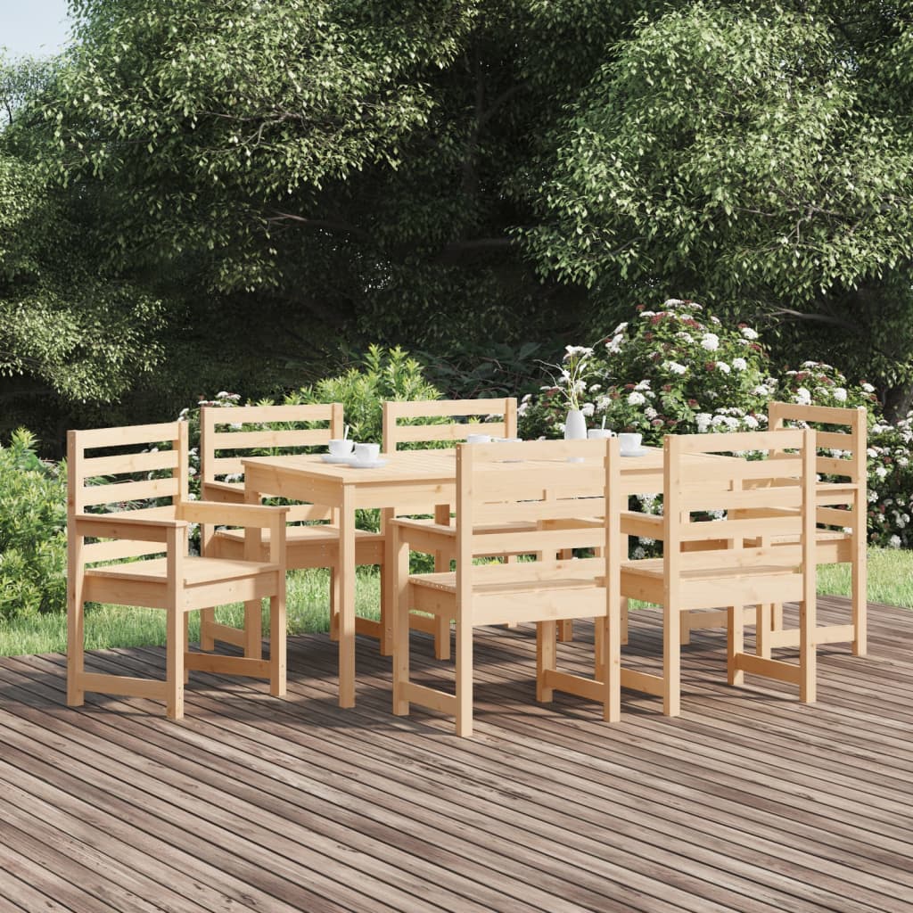 7 Piece Garden Dining Set Solid Wood Douglas