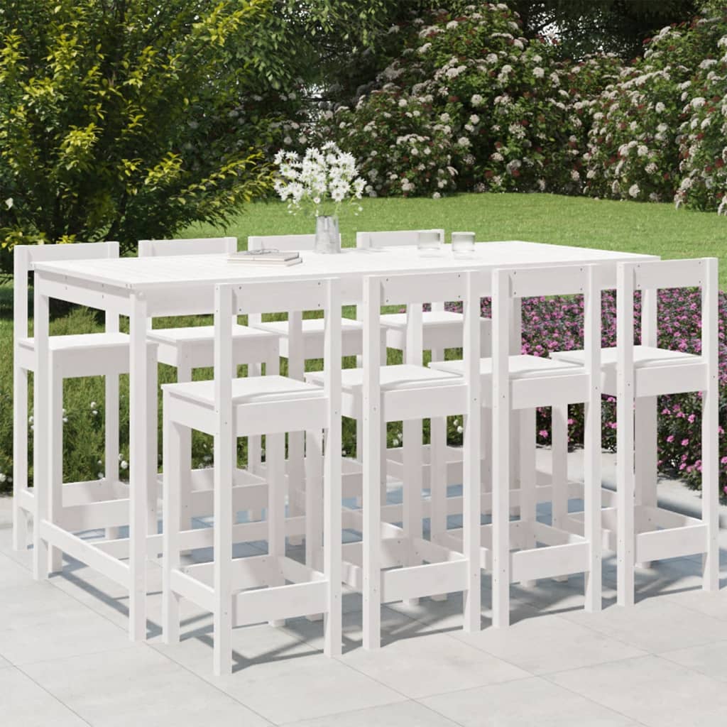 9 Piece Garden Bar Set Solid Wood Pine