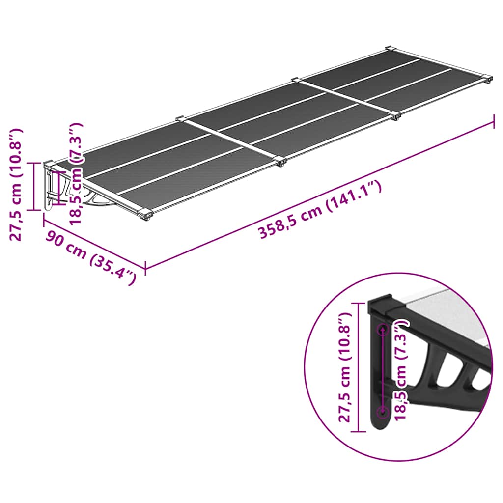 Door Canopy Black And Transparent Polycarbonate