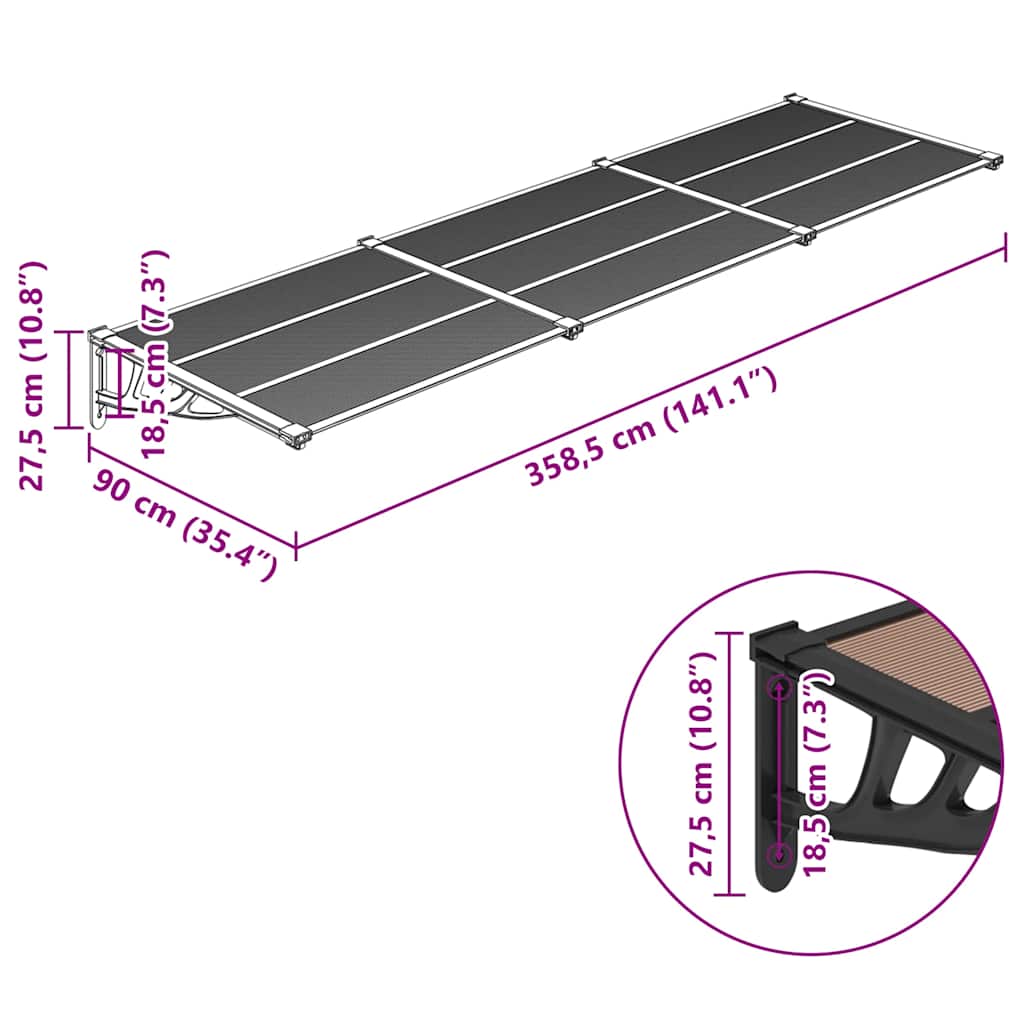 Door Canopy Black Polycarbonate