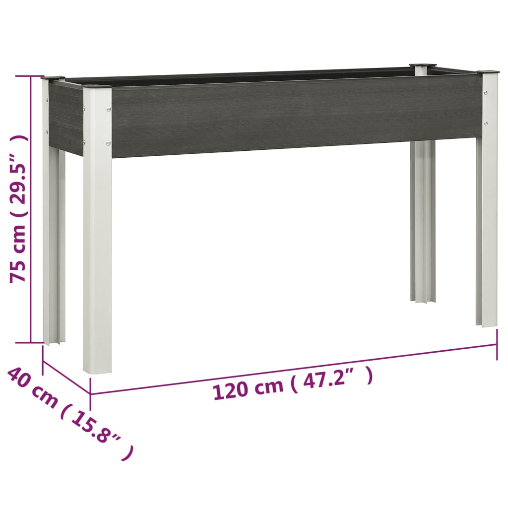 Planter 75cm WPC Raised Garden Bed Grey Outdoor Vegetable Flower Box steel 120 x