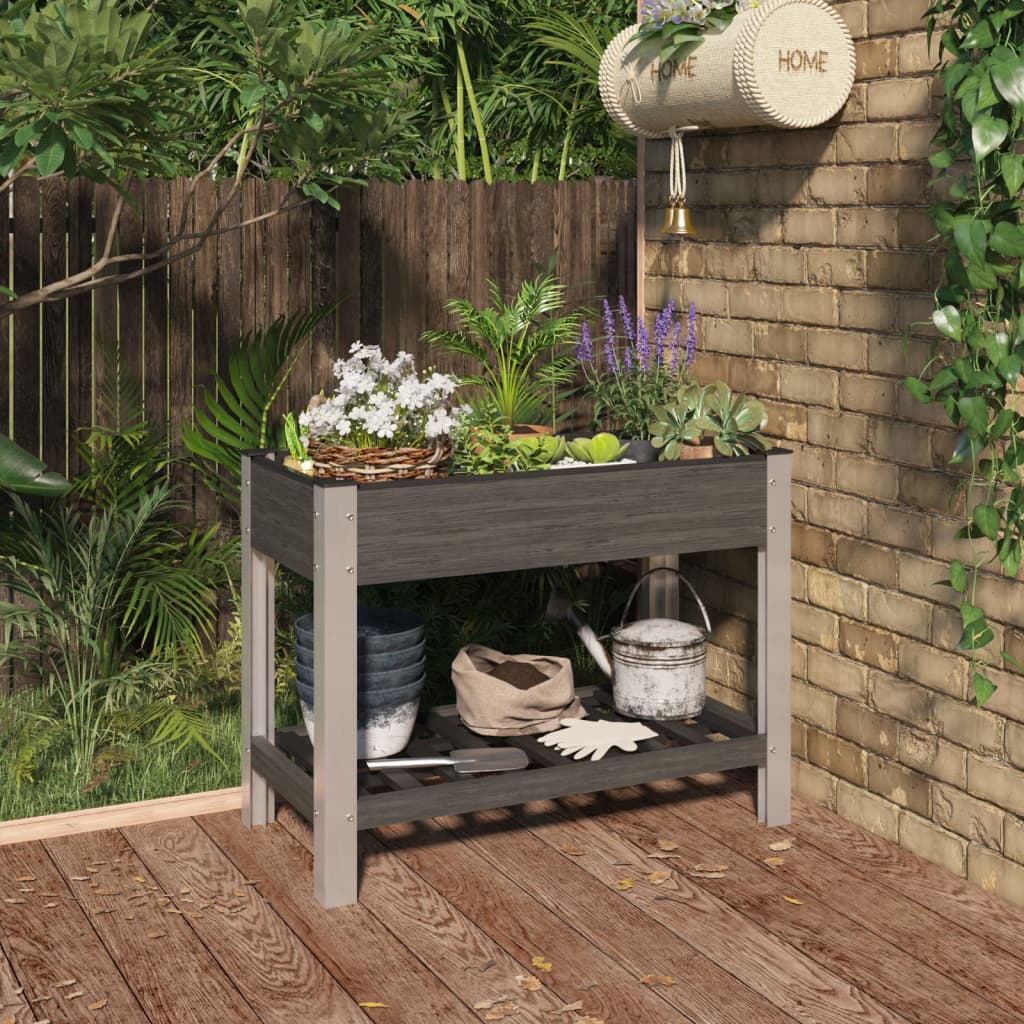 Garden Raised Bed With Shelf Grey Wpc