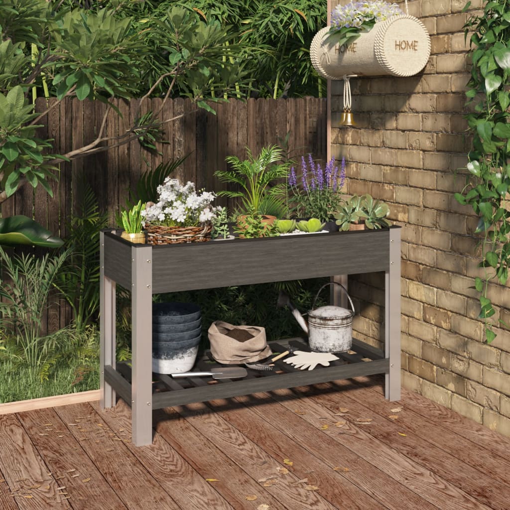 Garden Raised Bed With Shelf Grey Wpc