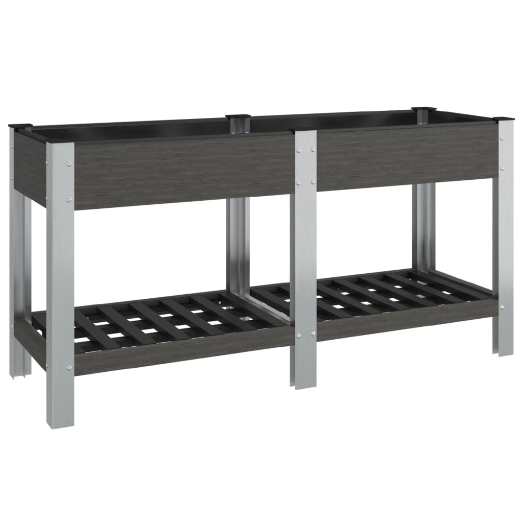 Garden Raised Bed With Shelf Grey Wpc