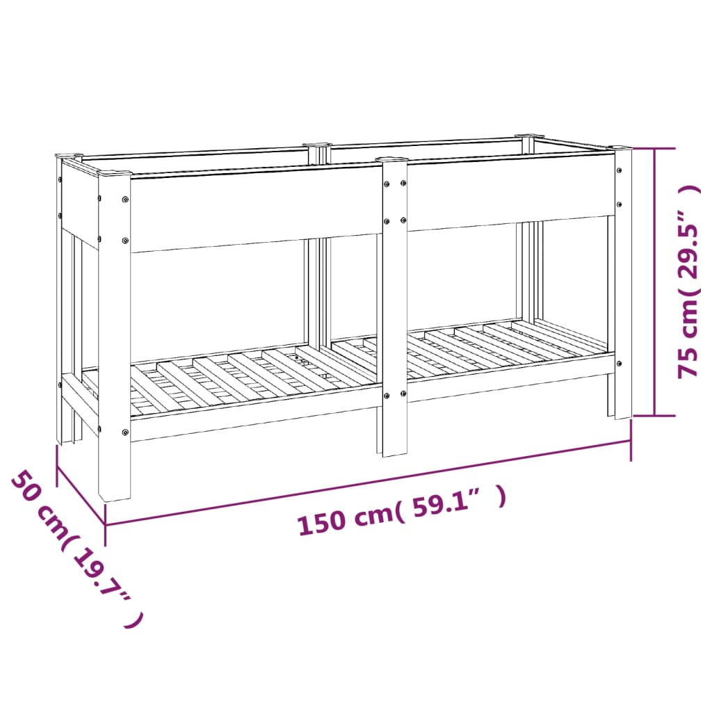 Garden Raised Bed With Shelf Grey Wpc