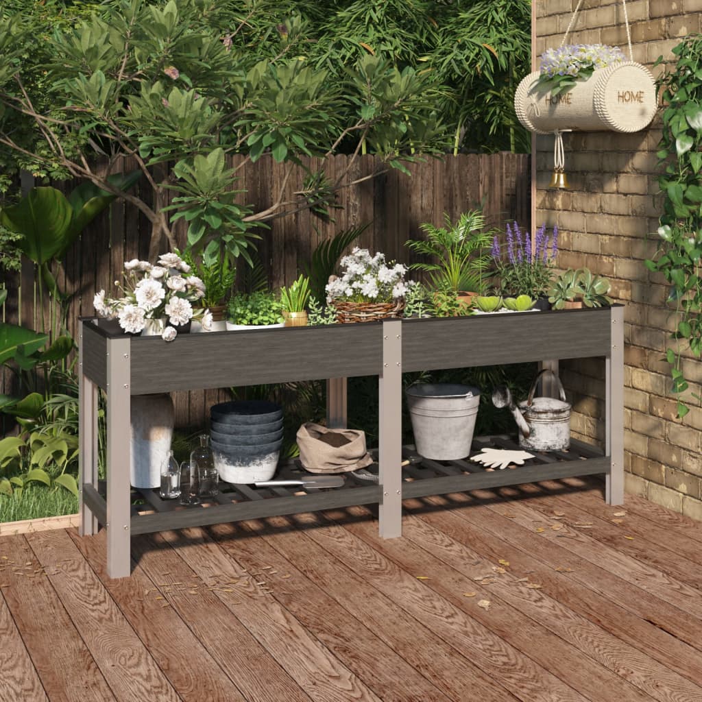 Garden Raised Bed With Shelf Grey Wpc