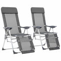 Outdoor Chair Camping Set Of 2 Textilene Aluminium Medium cream black grey 58 cm
