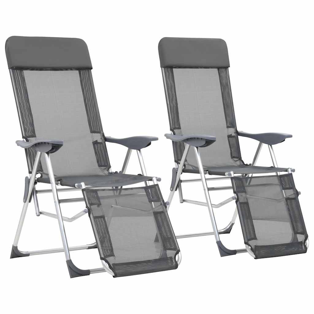Outdoor Chair Camping Set Of 2 Textilene Aluminium Medium cream black grey 58 cm