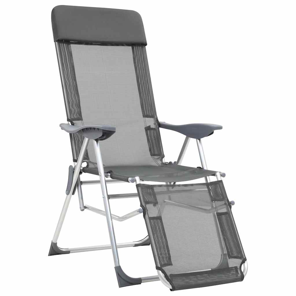 Outdoor Chair Camping Set Of 2 Textilene Aluminium Medium cream black grey 58 cm