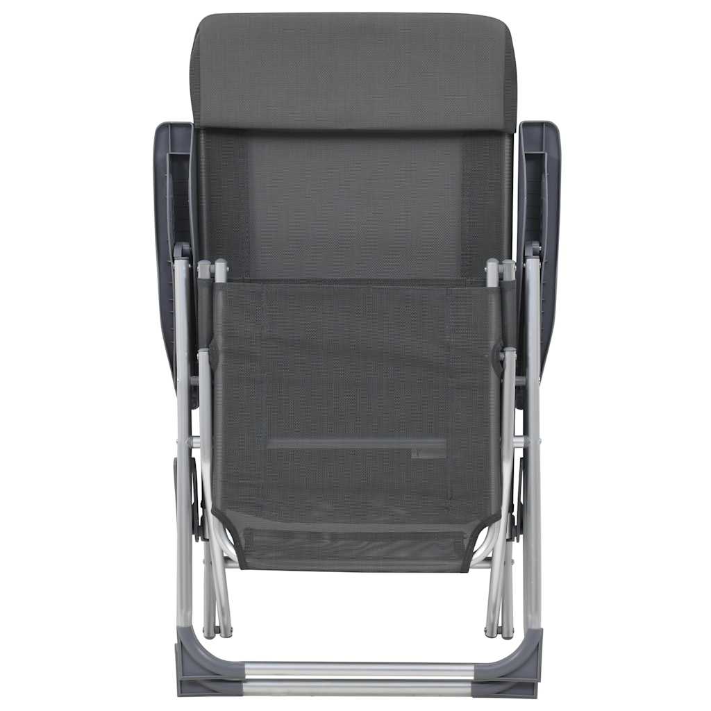 Outdoor Chair Camping Set Of 2 Textilene Aluminium Medium cream black grey 58 cm