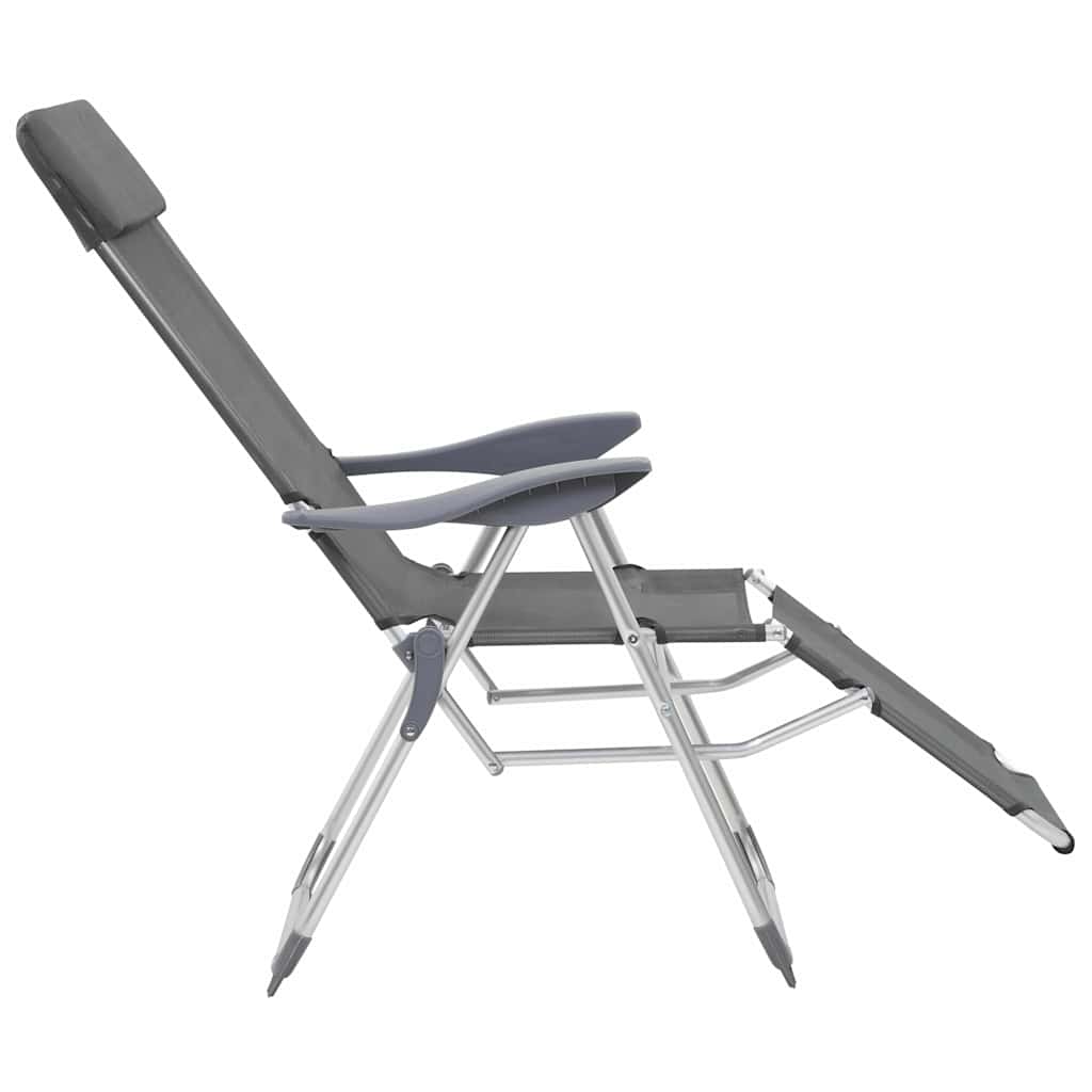 Outdoor Chair Camping Set Of 2 Textilene Aluminium Medium cream black grey 58 cm