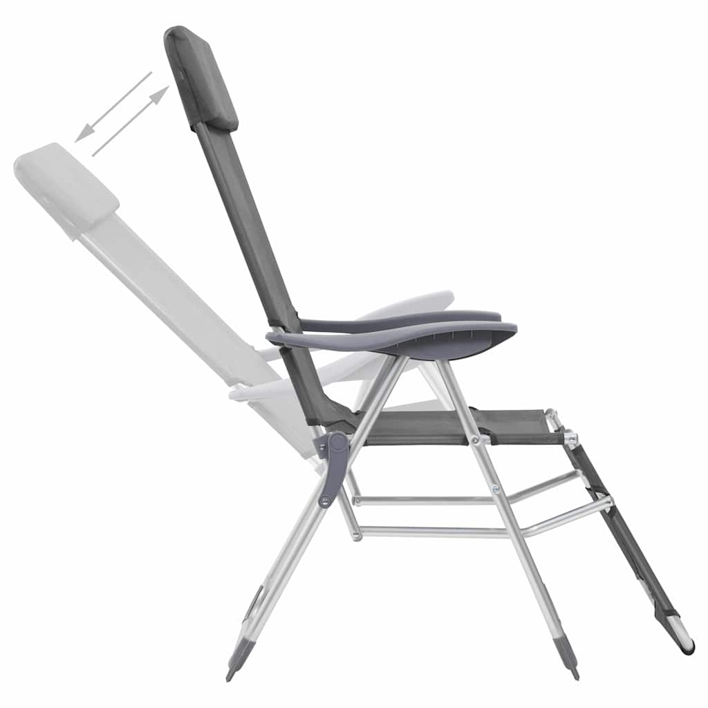 Outdoor Chair Camping Set Of 2 Textilene Aluminium Medium cream black grey 58 cm