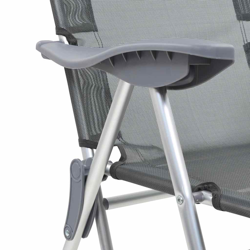 Outdoor Chair Camping Set Of 2 Textilene Aluminium Medium cream black grey 58 cm