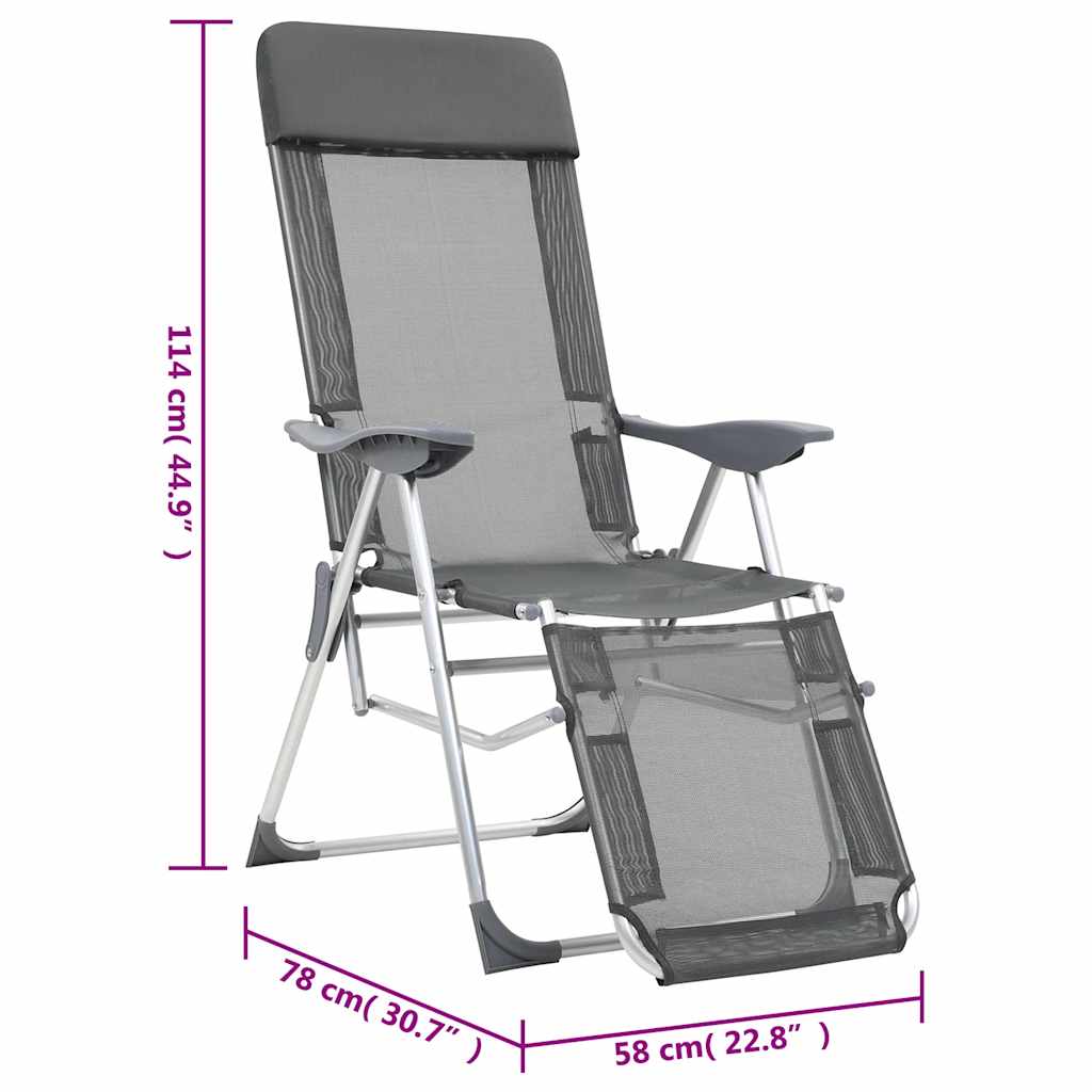 Outdoor Chair Camping Set Of 2 Textilene Aluminium Medium cream black grey 58 cm
