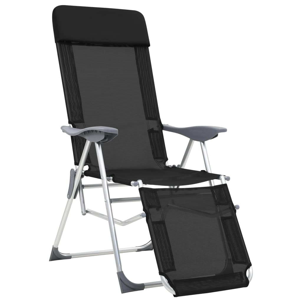 Outdoor Chair Camping Set Of 2 Textilene Aluminium Medium cream black grey 58 cm