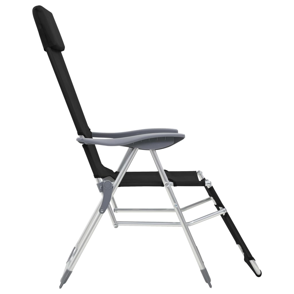 Outdoor Chair Camping Set Of 2 Textilene Aluminium Medium cream black grey 58 cm