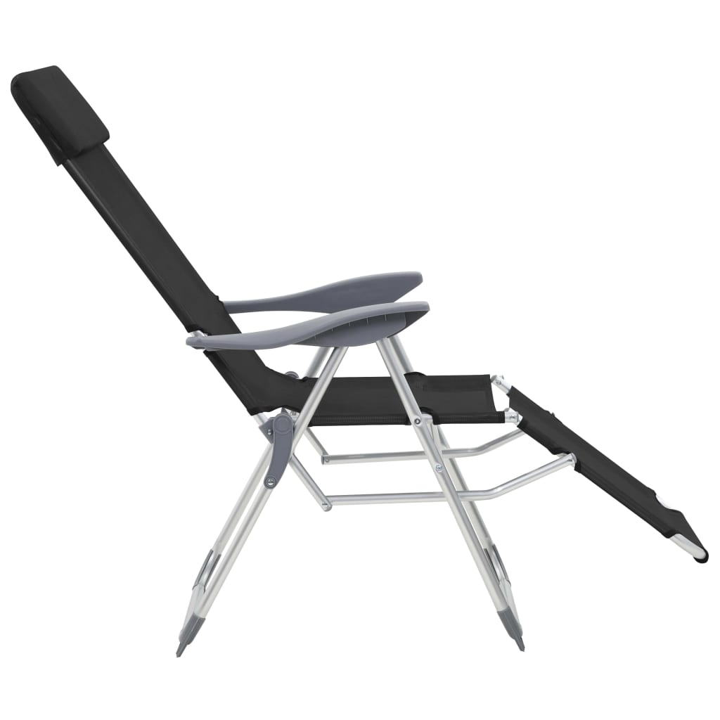 Outdoor Chair Camping Set Of 2 Textilene Aluminium Medium cream black grey 58 cm