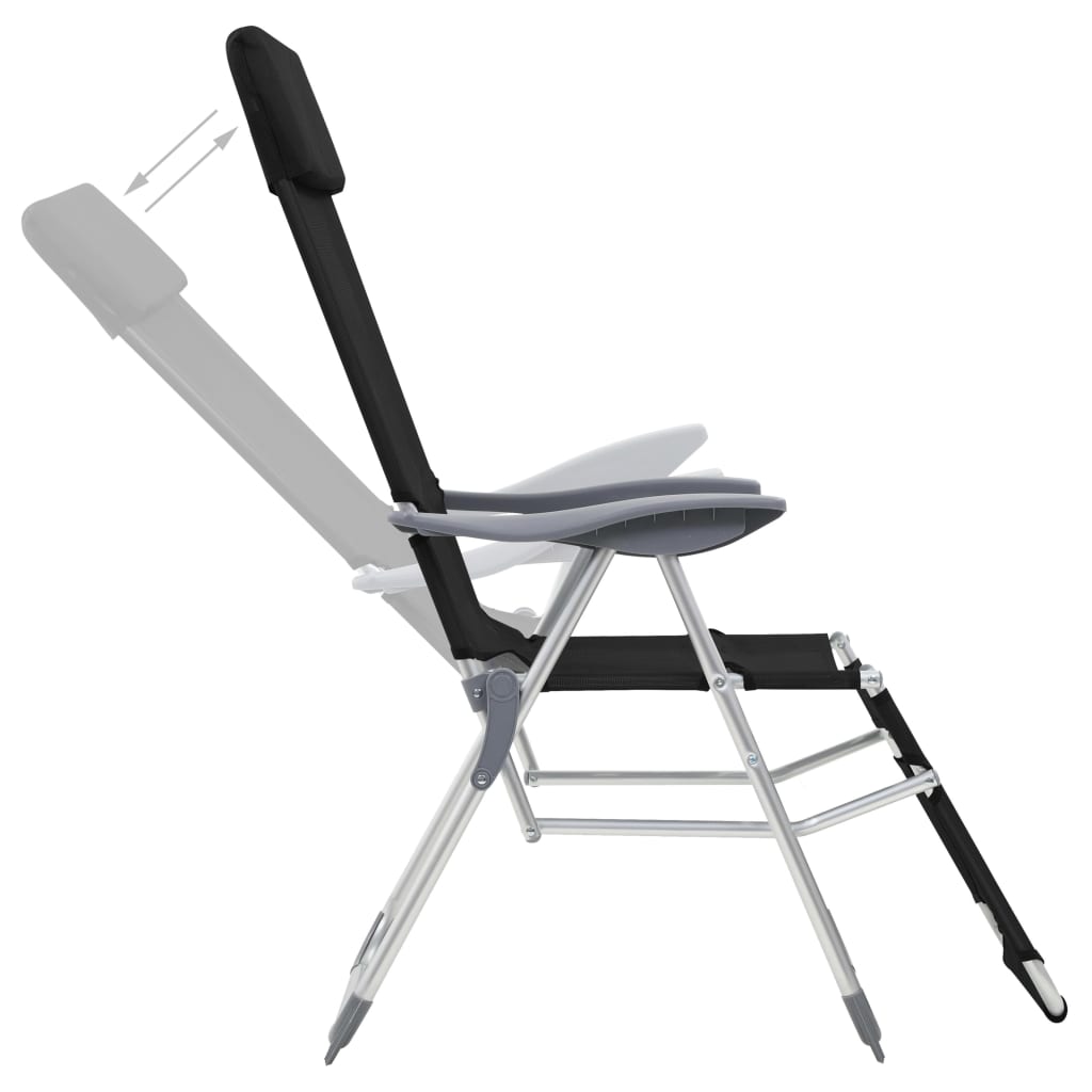 Outdoor Chair Camping Set Of 2 Textilene Aluminium Medium cream black grey 58 cm