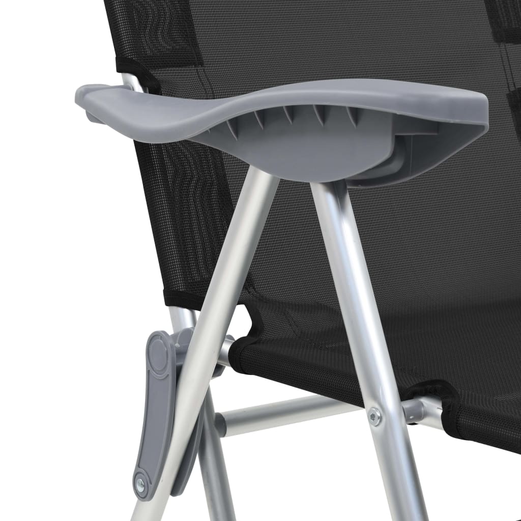 Outdoor Chair Camping Set Of 2 Textilene Aluminium Medium cream black grey 58 cm