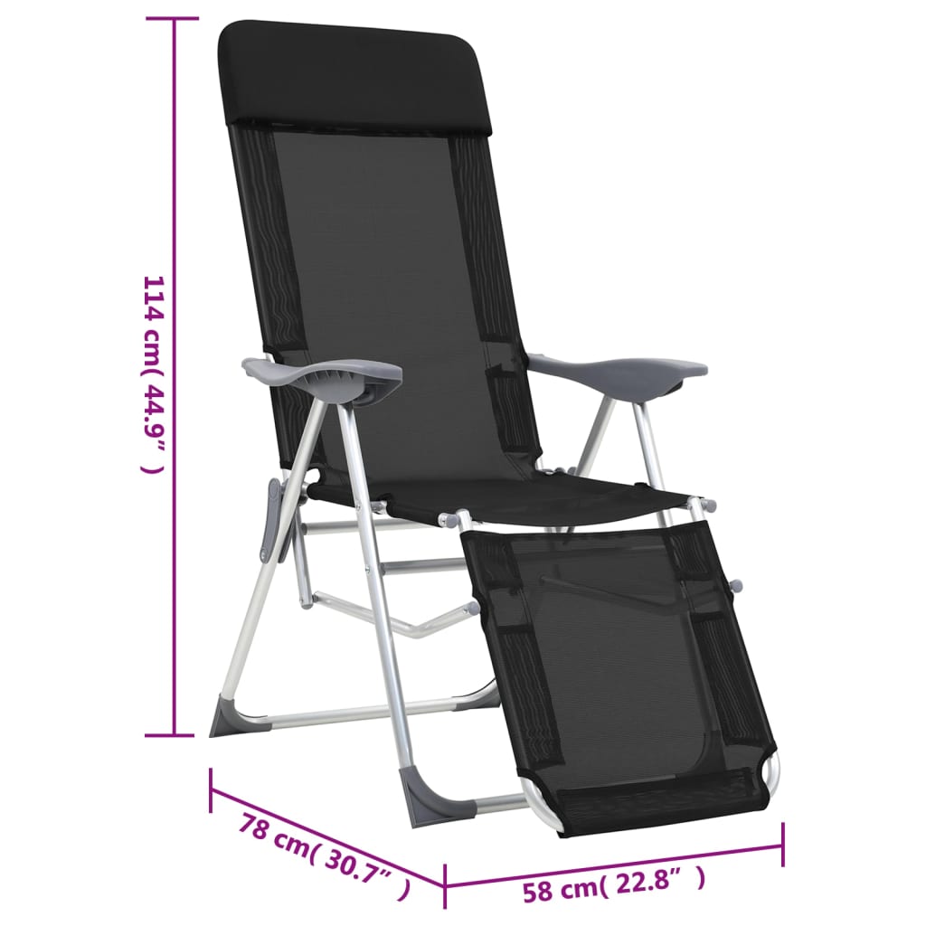 Outdoor Chair Camping Set Of 2 Textilene Aluminium Medium cream black grey 58 cm