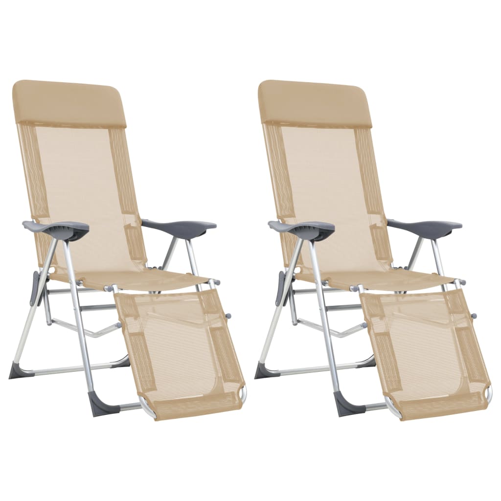 Outdoor Chair Camping Set Of 2 Textilene Aluminium Medium cream black grey 58 cm