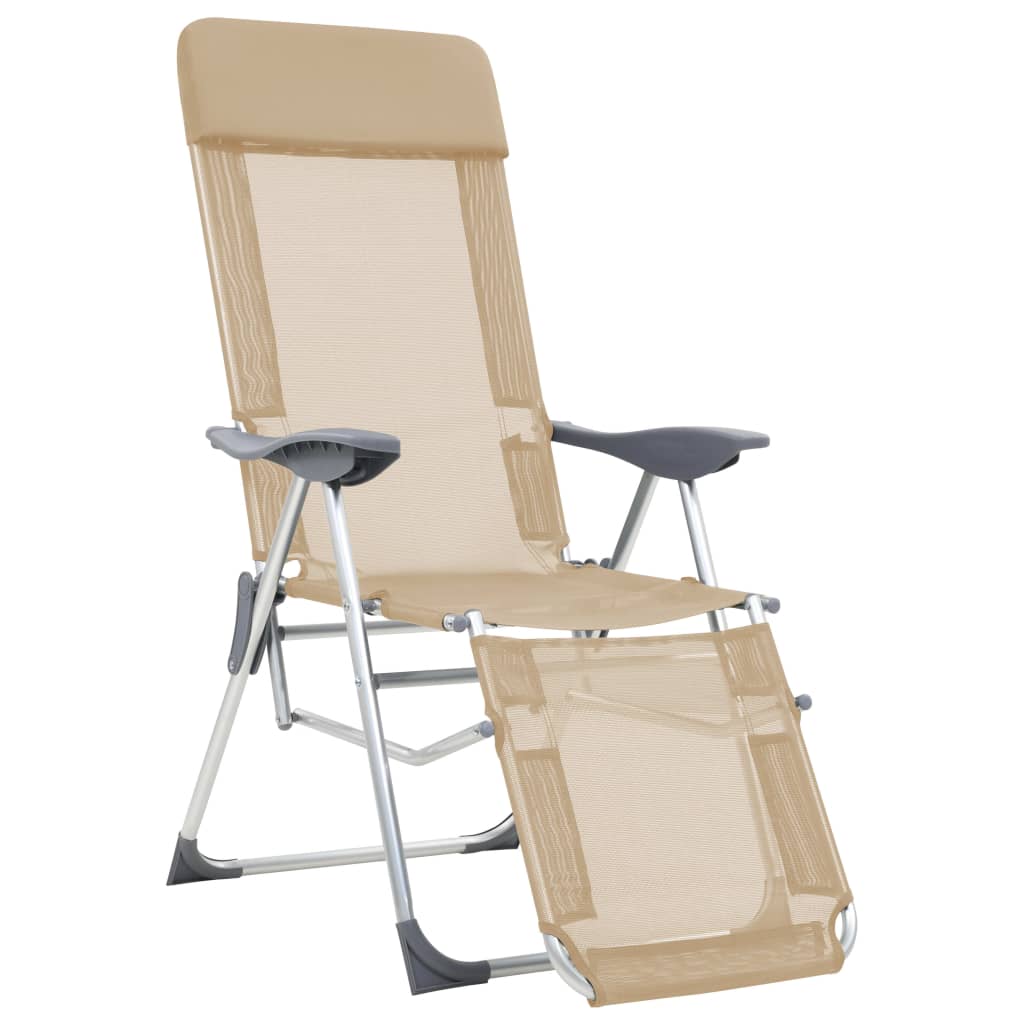 Outdoor Chair Camping Set Of 2 Textilene Aluminium Medium cream black grey 58 cm