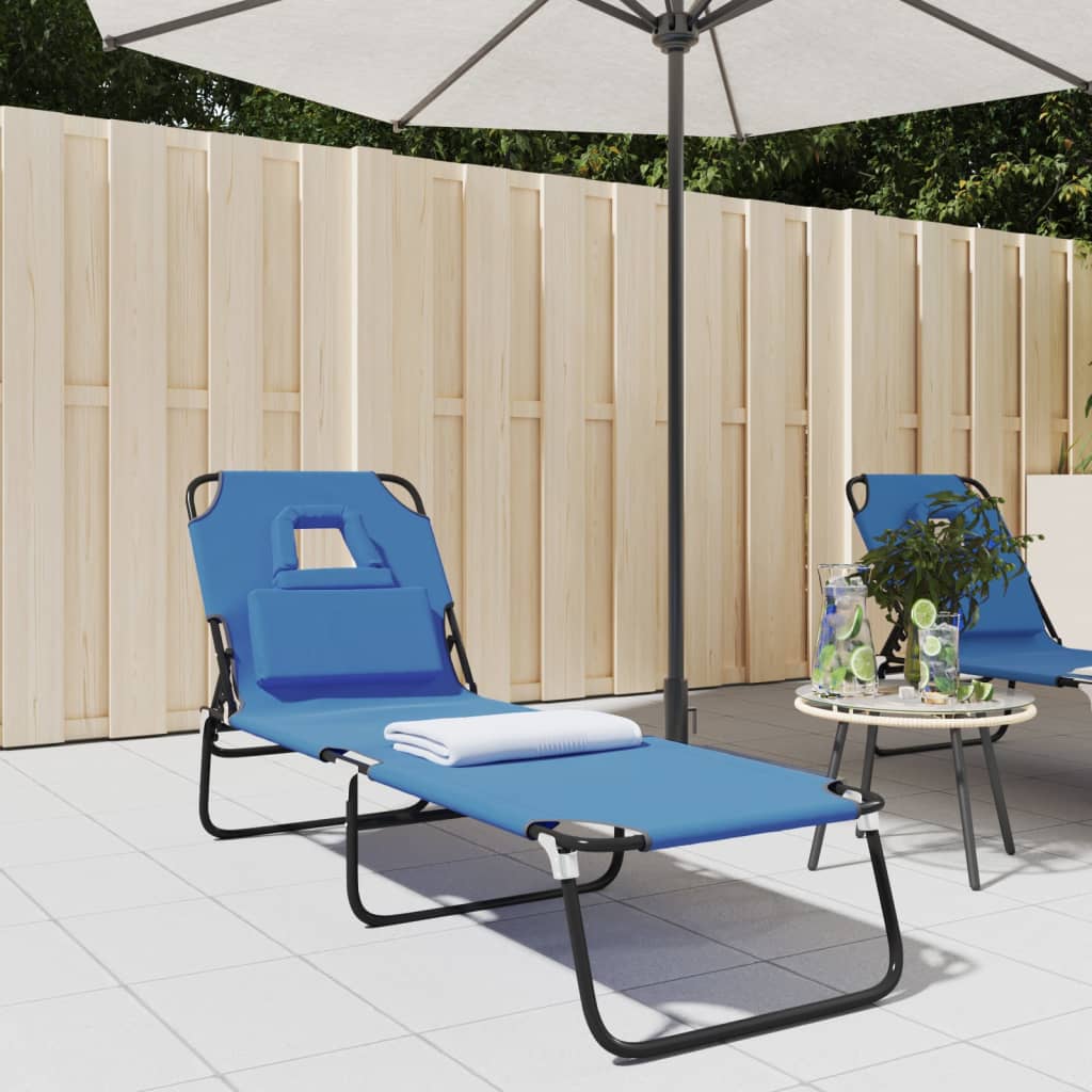 Folding Sun Lounger Oxford Fabric&Powder-Coated Steel