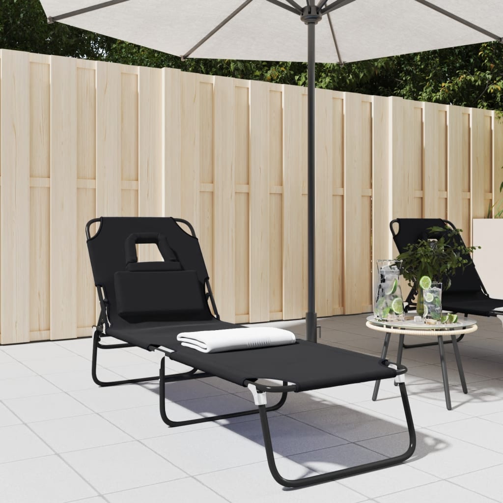 Folding Sun Lounger Oxford Fabric&Powder-Coated Steel