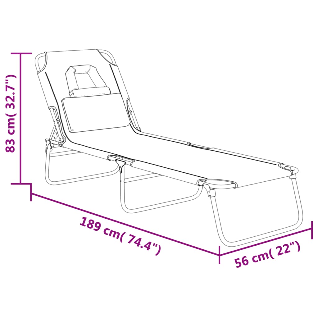 Folding Sun Lounger Oxford Fabric&Powder-Coated Steel