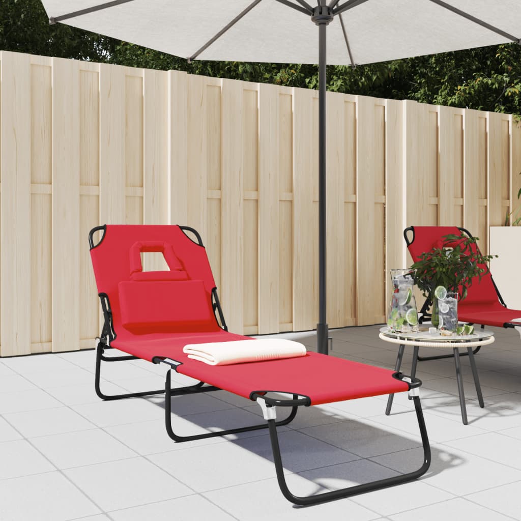 Folding Sun Lounger Oxford Fabric&Powder-Coated Steel