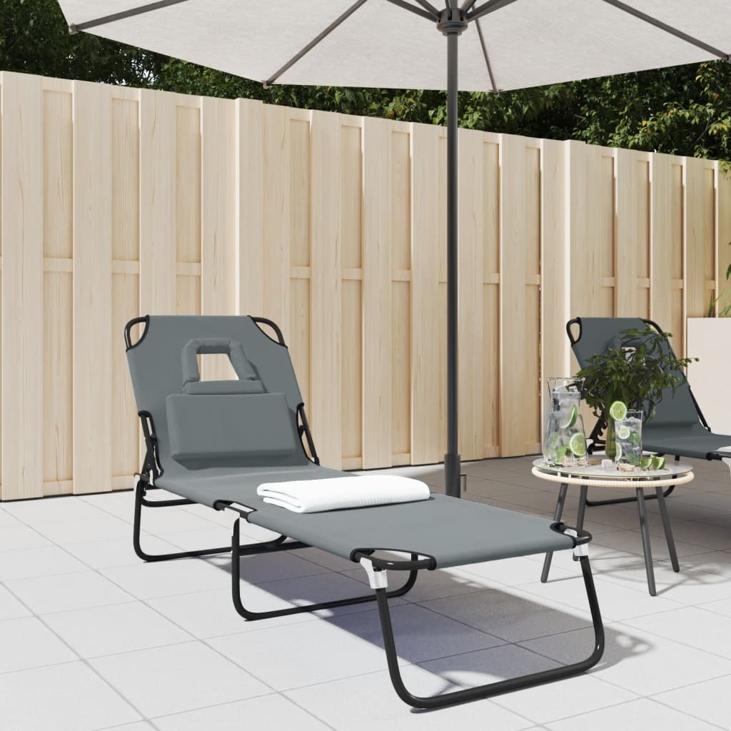 Folding Sun Lounger Oxford Fabric&Powder-Coated Steel