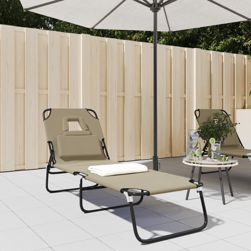 Folding Sun Lounger Oxford Fabric&Powder-Coated Steel