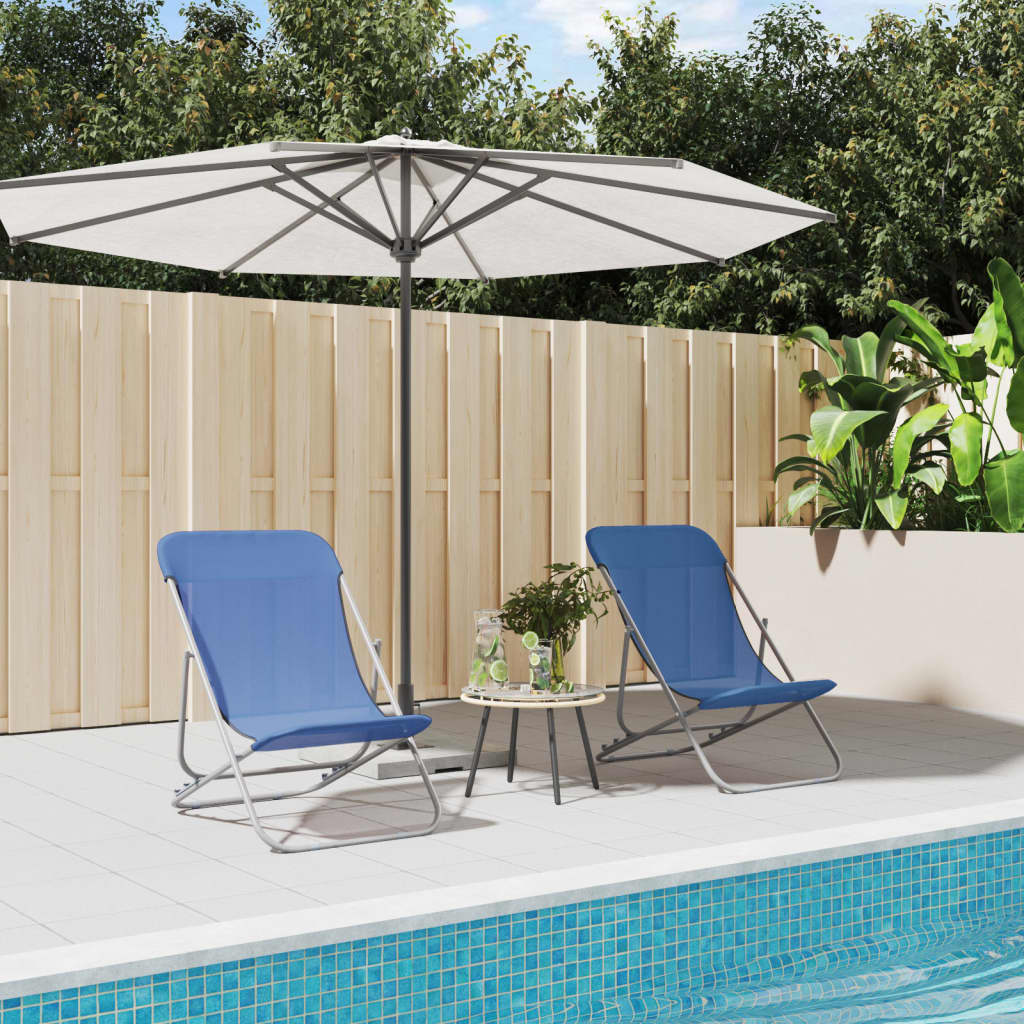 Folding Beach Chairs 2 Pcs Textilene&Powder-Coated Steel
