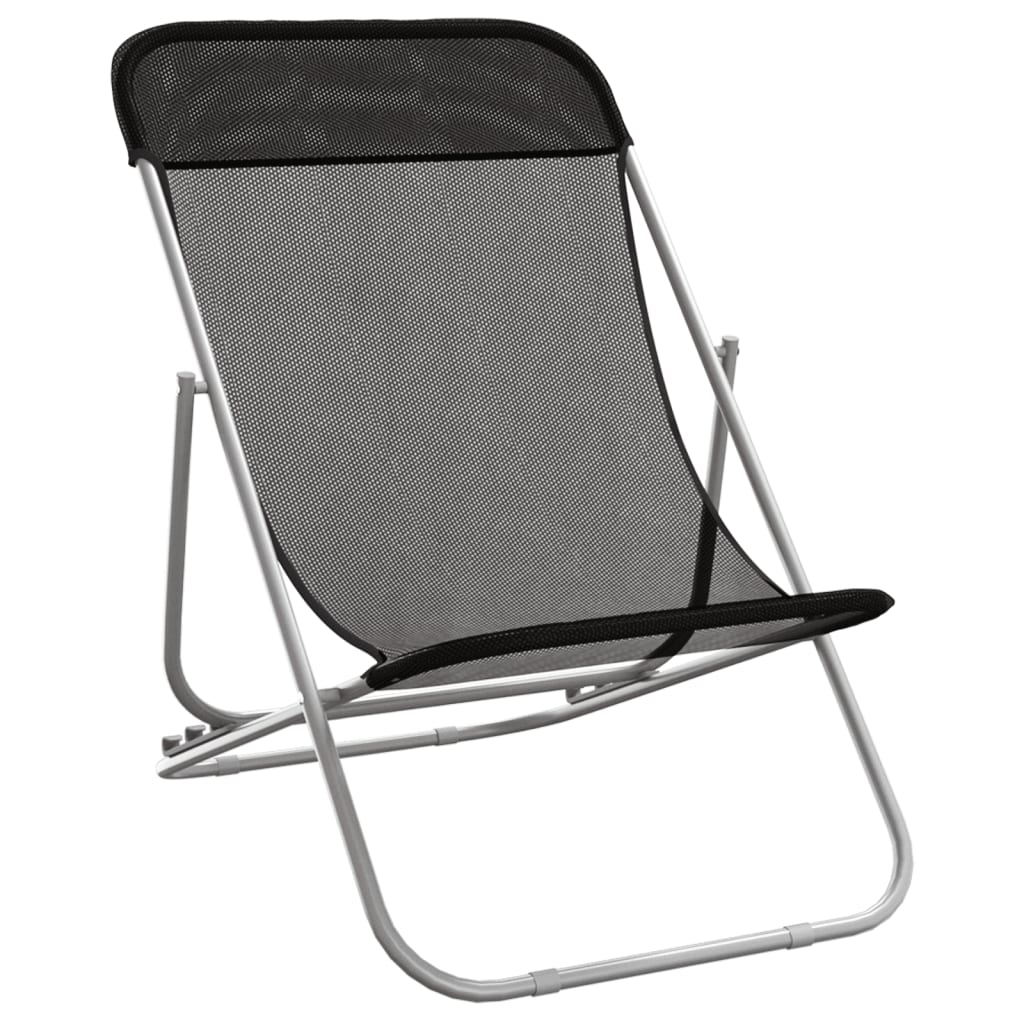 Folding Beach Chairs 2 Pcs Textilene&Powder-Coated Steel