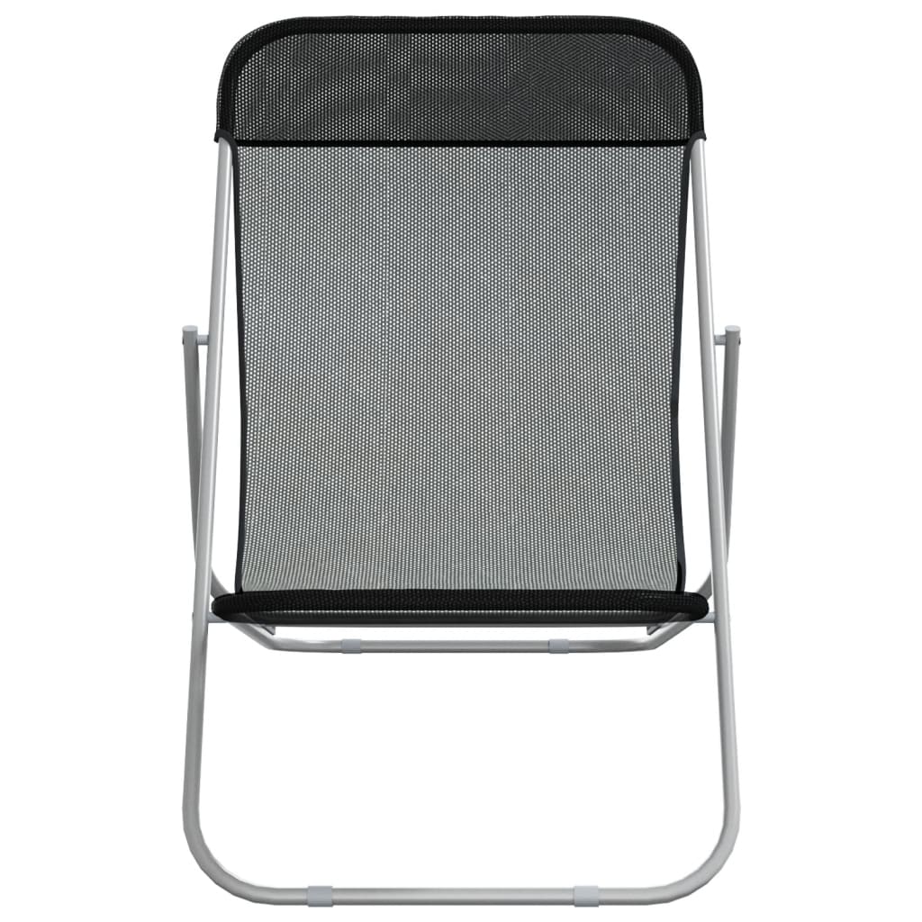 Folding Beach Chairs 2 Pcs Textilene&Powder-Coated Steel