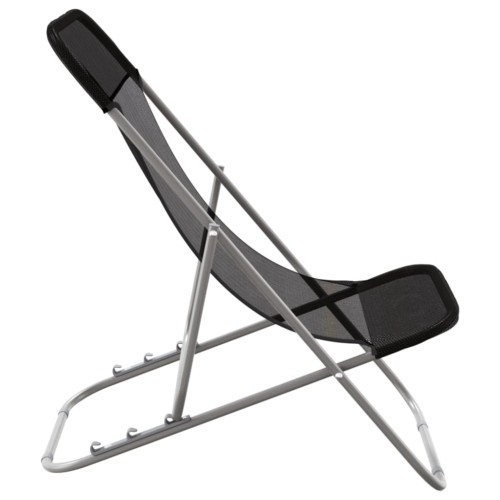Folding Beach Chairs 2 Pcs Textilene&Powder-Coated Steel