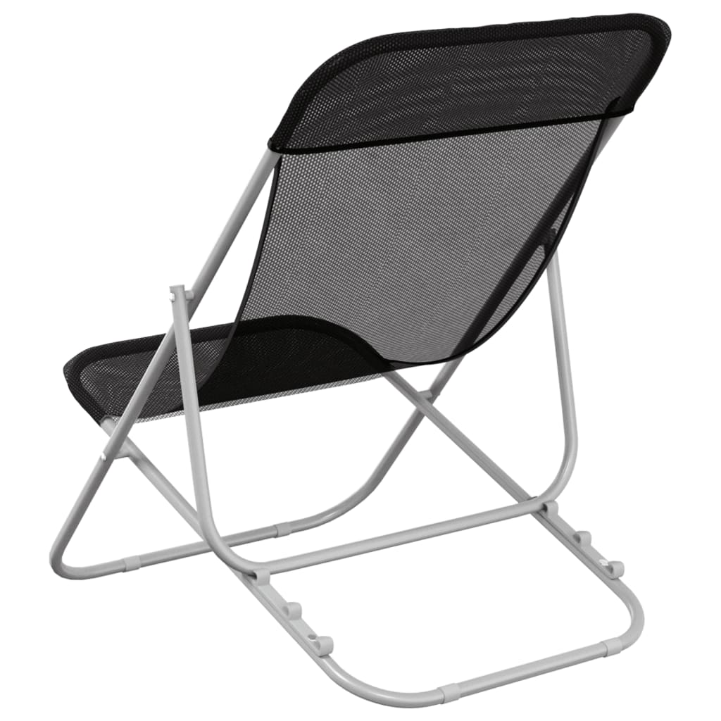 Folding Beach Chairs 2 Pcs Textilene&Powder-Coated Steel