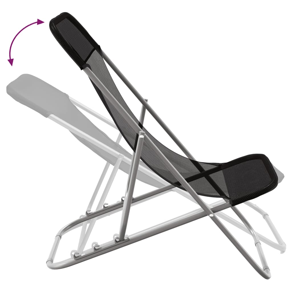 Folding Beach Chairs 2 Pcs Textilene&Powder-Coated Steel