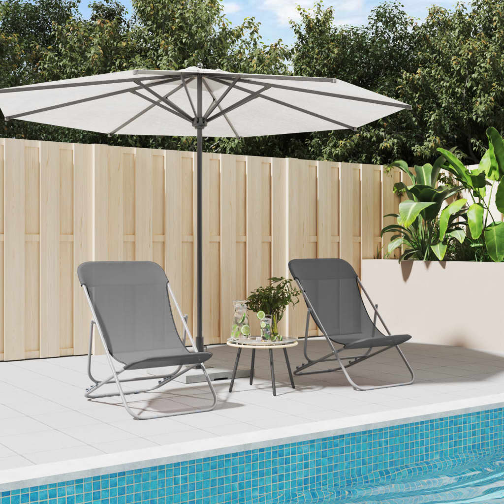Folding Beach Chairs 2 Pcs Textilene&Powder-Coated Steel