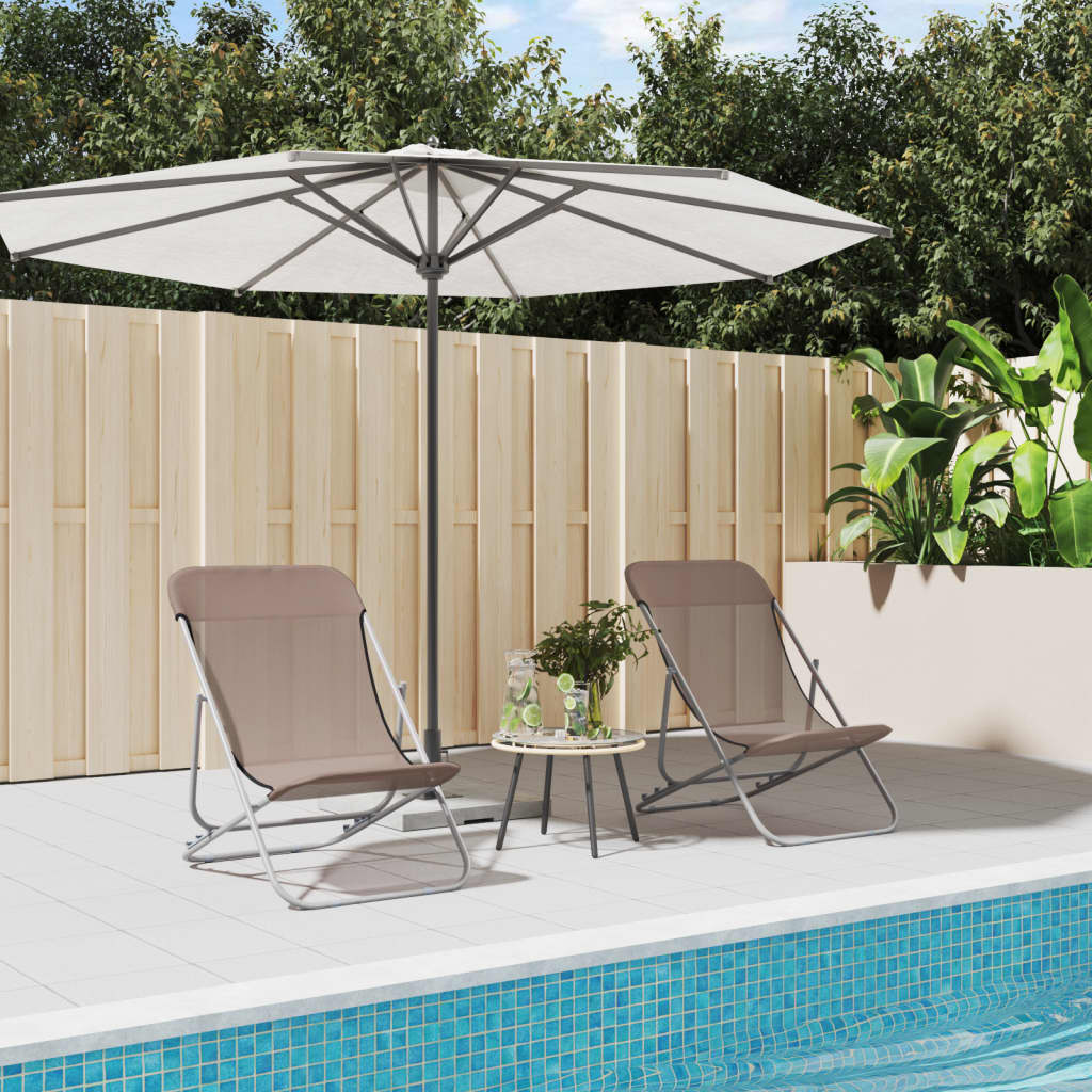 Folding Beach Chairs 2 Pcs Textilene&Powder-Coated Steel
