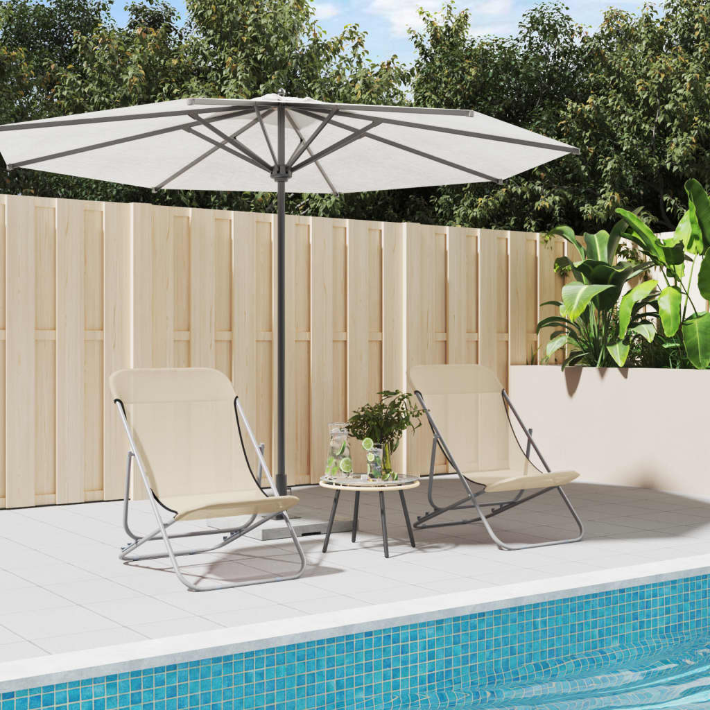 Folding Beach Chairs 2 Pcs Textilene&Powder-Coated Steel