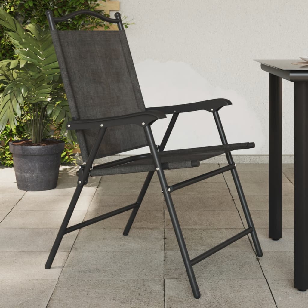 Folding Garden Chairs 4 Pcs Melange Steel And Textilene