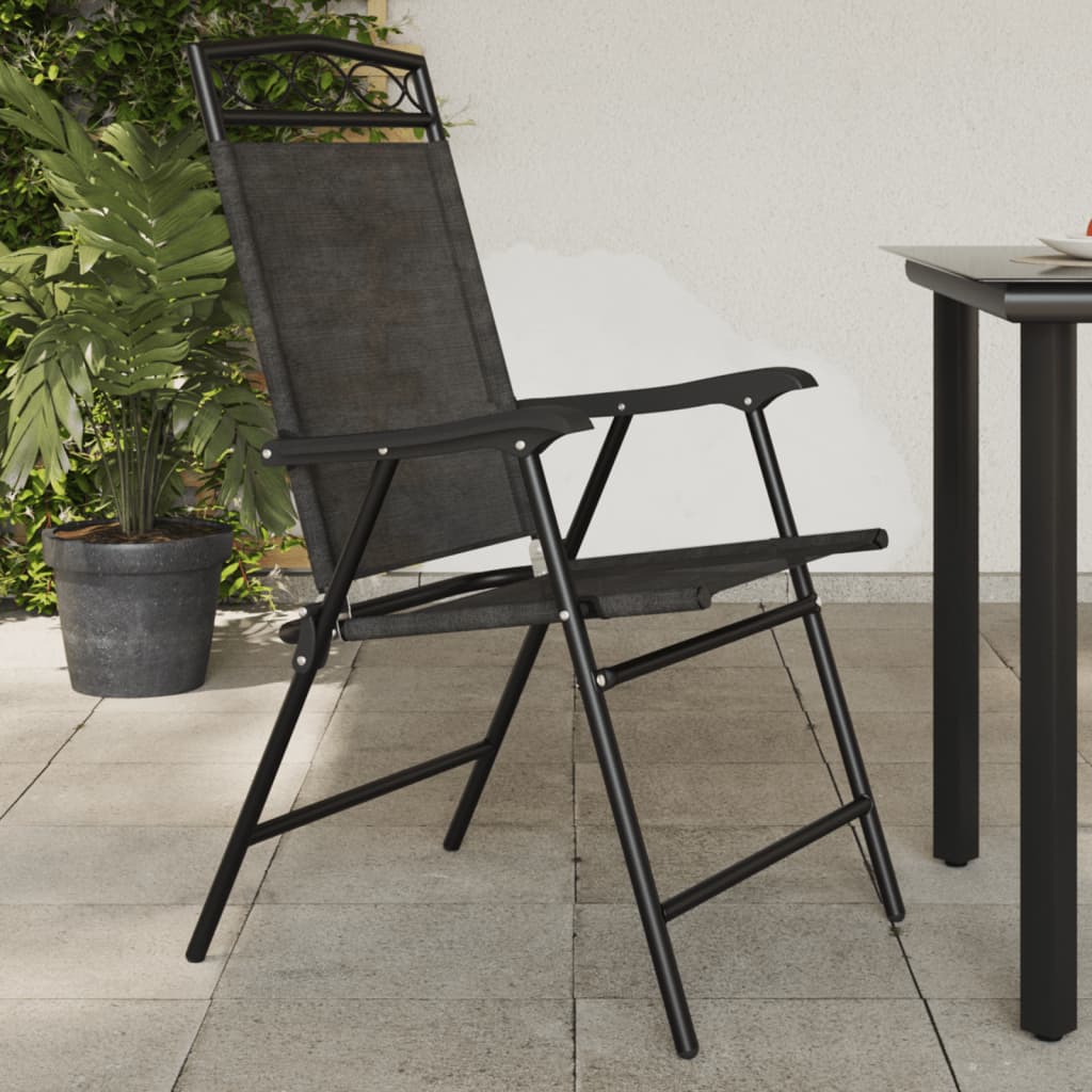 Folding Garden Chairs 8 Pcs Melange Steel And Textilene