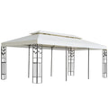 Gazebo With Double Roof White 6X3 M Steel