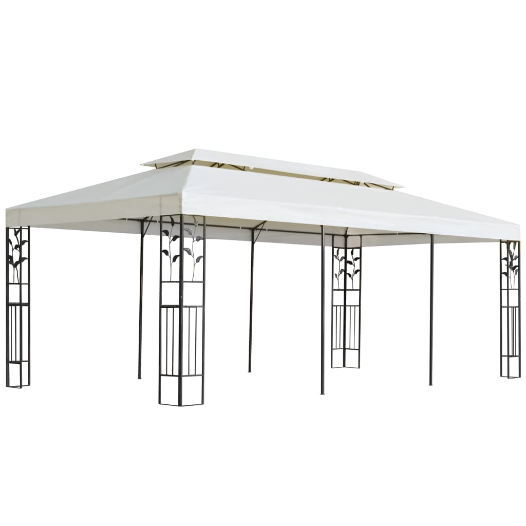 Gazebo With Double Roof White 6X3 M Steel