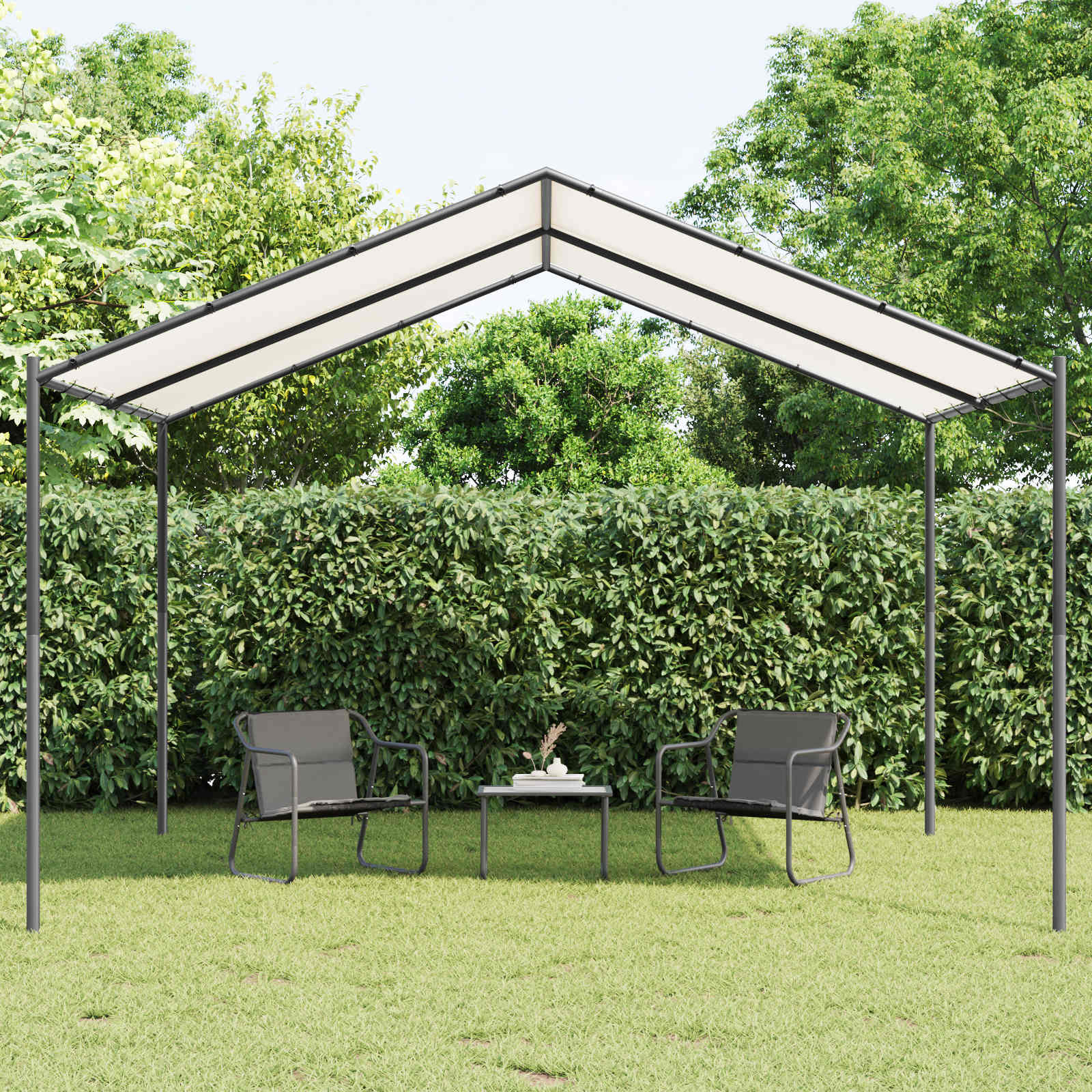 Gazebo White 4 X 4 X 2.6 M Steel And Polyester